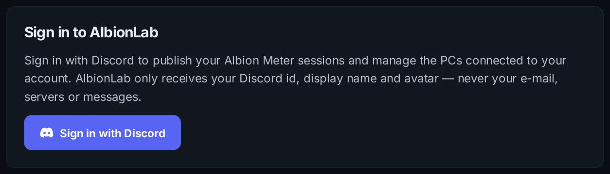 Sign in to AlbionLab with Discord